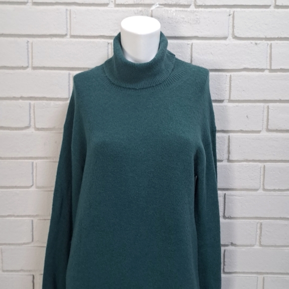 J. Crew Teal Merino Wool/Alpaca Balloon Sleeve Dress. Size Medium - Picture 2 of 10